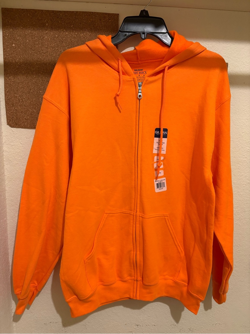Gildan Mens Bright Orange Full-Zip Hoodie